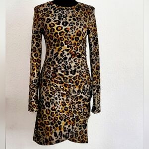 Leopard Print Long Sleeve Bodycon Mini Dress